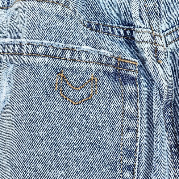 Show Me Your MuMu Shorts Womens 26 Blue Denim Distressed High Rise Frayed Hem - Picture 5 of 9